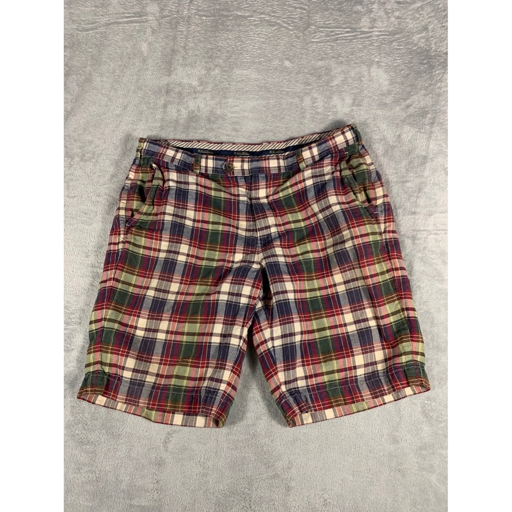 Brooks Brothers Shorts Mens Size 38 Multicolor Plaid Chino LINEN